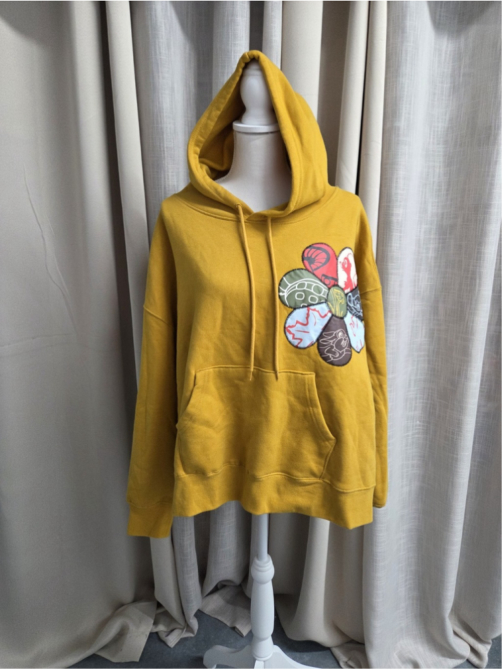 Vintage Disney Parks Bambi Pullover Hoodie Womens 2XL Patch Design Yellow